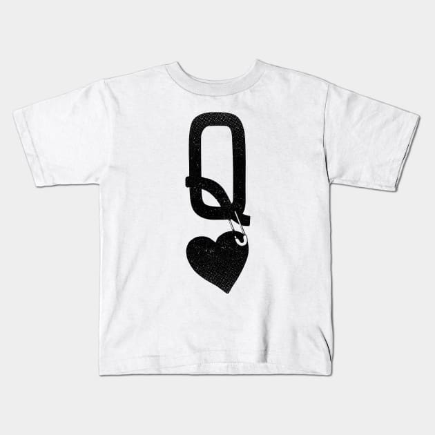 Queen Of Hearts Poker Black by Tobe Fonseca Kids T-Shirt by Tobe_Fonseca